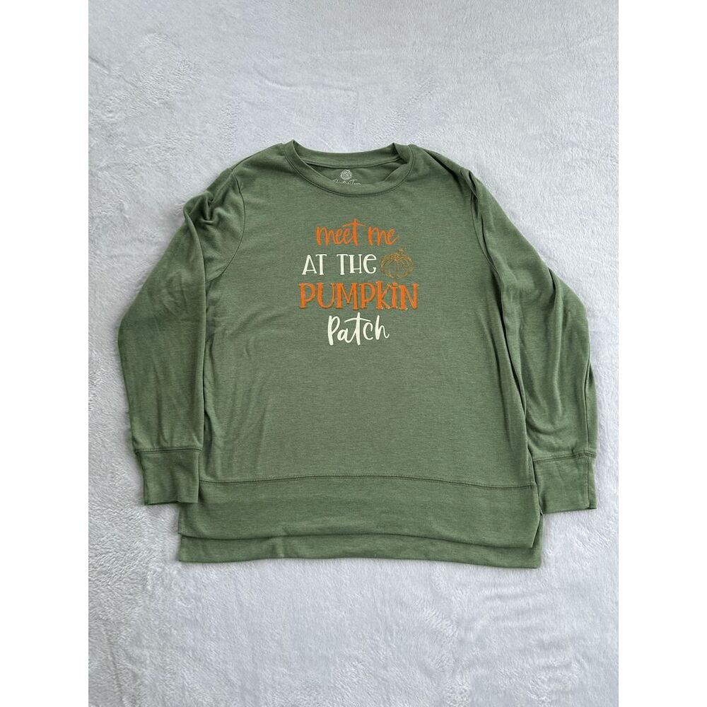 Meet Me At the Pumpkin Patch Cozy Fall/Winter Sage Green Pullover Shirt Size L